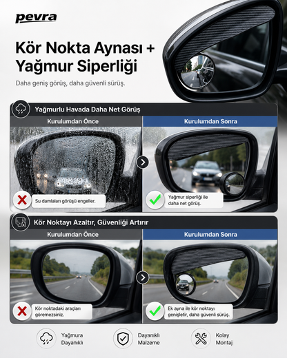 Pevra kör nokta aynası ve yağmur siperliği ana ürün görseli
